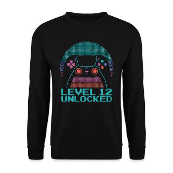 Gamer Gaming Level 12 Unlocked - Unisex Sweatshirt - black - Front - Alina (178cm) & Michal (187cm)