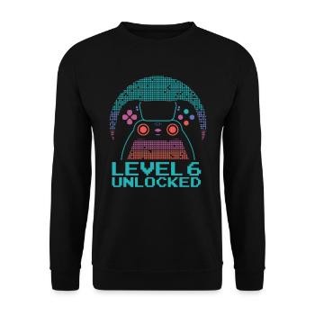Gamer Gaming Level 6 Unlocked - Unisex Pullover - Schwarz - Vorne - Alina (178cm) & Michal (187cm)