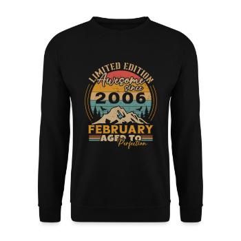February 2006 Vintage Birthday 2006 Gift - Unisex Sweatshirt - black - Front - Alina (178cm) & Michal (187cm)
