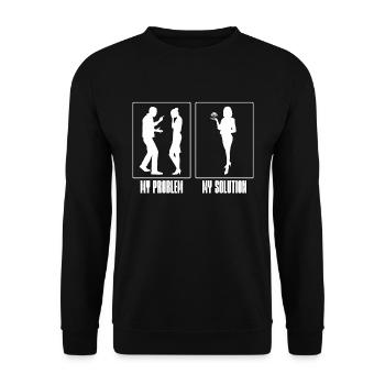 Chasseur de champignons Mon problème Mon pictogramme Maman Papa - Sweat-shirt Unisexe - noir - Devant - Alina (178cm) & Michal (187cm)
