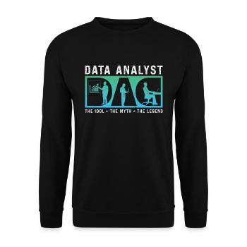 Data Analyst Dad The Idol The Myth Data Scientist - Unisex Pullover - Schwarz - Vorne - Alina (178cm) & Michal (187cm)