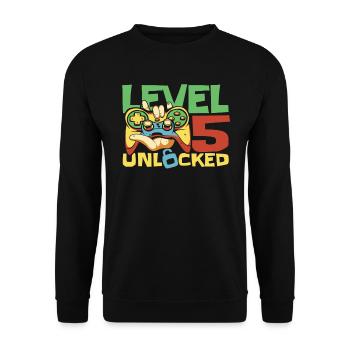 Gamer Gaming Level 5 Unlocked - Unisex Pullover - Schwarz - Vorne - Alina (178cm) & Michal (187cm)