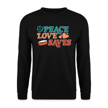 Eishockey Torwart Peace Love Hockey - Unisex Sweatshirt - black - Front - Alina (178cm) & Michal (187cm)