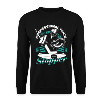 Ice Hockey Goalkeeper Goalkeeper Puck Hockey Puck - Unisex Sweatshirt - black - Front - Alina (178cm) & Michal (187cm)