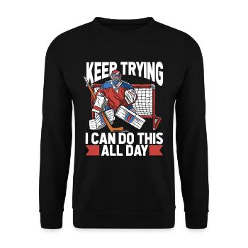 Eishockey Torwart - Unisex Pullover - Schwarz - Vorne - Alina (178cm) & Michal (187cm)
