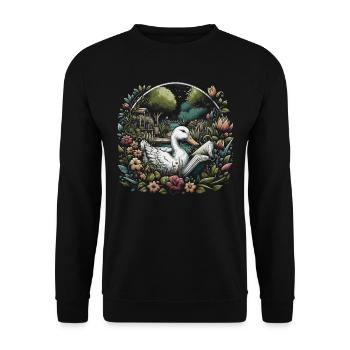 Livre de lecture de canard – Paysage marin de pleine lune - Sweat-shirt Unisexe - noir - Devant - Alina (178cm) & Michal (187cm)