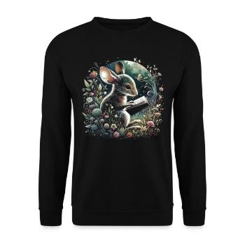 Livre de lecture de souris – Paysage marin de pleine lune - Sweat-shirt Unisexe - noir - Devant - Alina (178cm) & Michal (187cm)