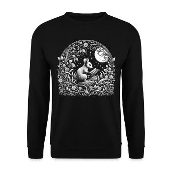 Livre de lecture de souris – Paysage marin de pleine lune - Sweat-shirt Unisexe - noir - Devant - Alina (178cm) & Michal (187cm)