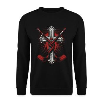 Ice Hockey Goalkeeper Christian Cross Hockey - Unisex Sweatshirt - black - Front - Alina (178cm) & Michal (187cm)