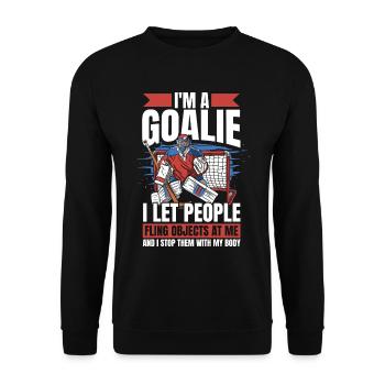 Ice Hockey Goalie Goalkeeper Puck Nothing Scares Me - Unisex Sweatshirt - black - Front - Alina (178cm) & Michal (187cm)