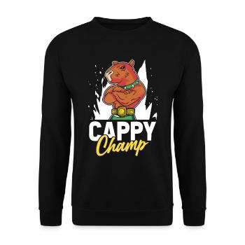 Capybara Wasserschwein - Unisex Pullover - Schwarz - Vorne - Alina (178cm) & Michal (187cm)