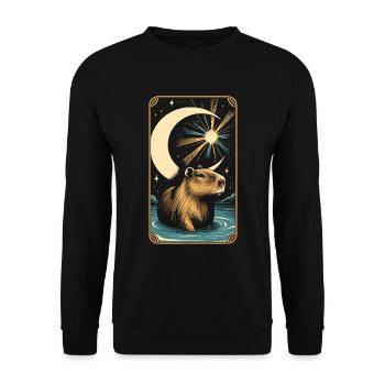 Capybara Capybara Lune - Sweat-shirt Unisexe - noir - Devant - Alina (178cm) & Michal (187cm)