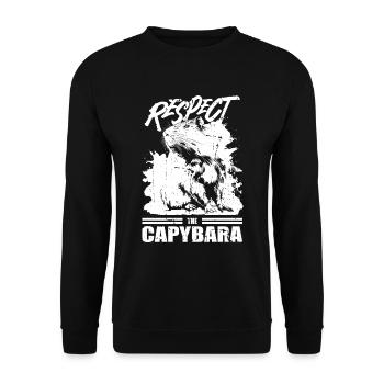 Capybara Wasserschwein - Unisex Pullover - Schwarz - Vorne - Alina (178cm) & Michal (187cm)