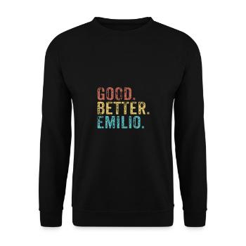 Cool guys are called Emilio - Unisex Pullover - Schwarz - Vorne - Alina (178cm) & Michal (187cm)