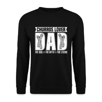 Churros Lover Papa L’idole Le mythe Churros Maker - Sweat-shirt Unisexe - noir - Devant - Alina (178cm) & Michal (187cm)