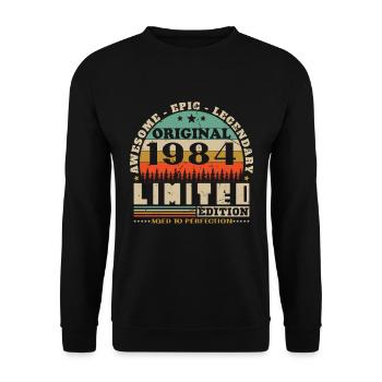 Vinatge 1984 Birthday Gift - Unisex Sweatshirt - black - Front - Alina (178cm) & Michal (187cm)
