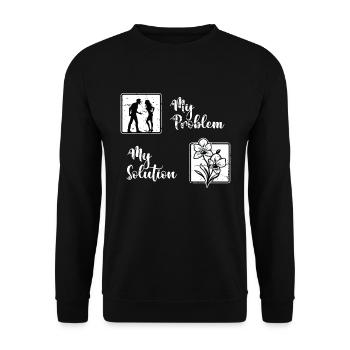 Amoureux des orchidées Mon problème Mon pictogramme Maman Papa - Sweat-shirt Unisexe - noir - Devant - Alina (178cm) & Michal (187cm)