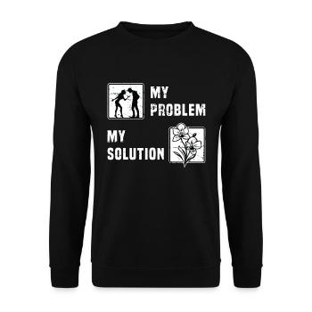 Amoureux des orchidées Mon problème Mon pictogramme Papa Maman - Sweat-shirt Unisexe - noir - Devant - Alina (178cm) & Michal (187cm)