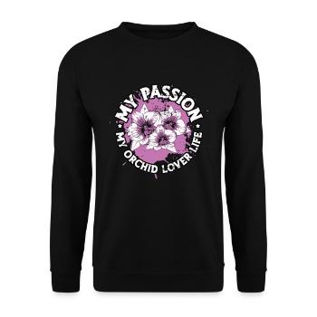 Amoureux des orchidées Ma passion Mon jardinier amoureux des orchidées - Sweat-shirt Unisexe - noir - Devant - Alina (178cm) & Michal (187cm)