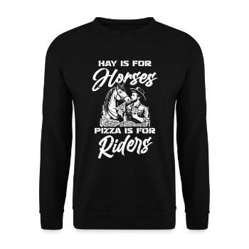 Pferd Reitsport Pizza - Unisex Pullover - Schwarz - Vorne - Alina (178cm) & Michal (187cm)