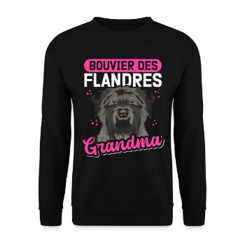 Bouvier des Flandres Grandma Vlaamse Koehond Cadeau - Sweat-shirt Unisexe - noir - Devant - Alina (178cm) & Michal (187cm)