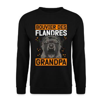 Bouvier des Flandres Grandpa Vlaamse Koehond cadeau - Sweat-shirt Unisexe - noir - Devant - Alina (178cm) & Michal (187cm)