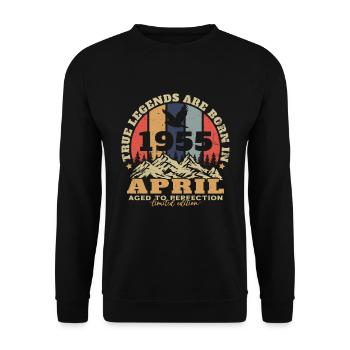 April 1955 Vintage Geburtstag 1955 Geschenk - Unisex Pullover - Schwarz - Vorne - Alina (178cm) & Michal (187cm)
