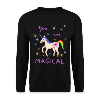 Licorne mignonne Licornes magiques Rainbow Girl - Sweat-shirt Unisexe - noir - Devant - Alina (178cm) & Michal (187cm)