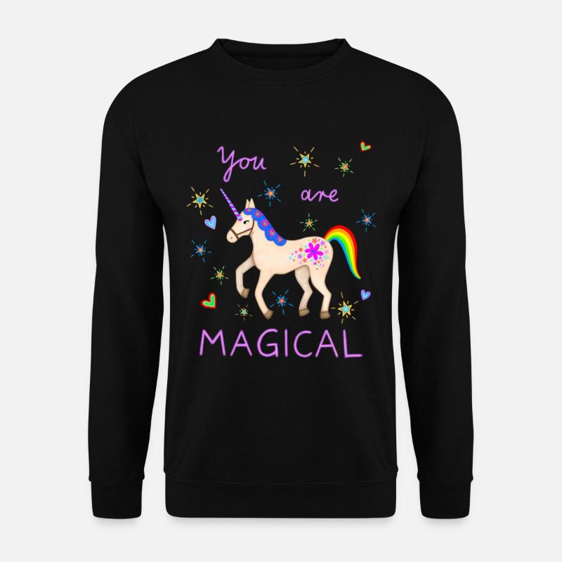 Süßes Einhorn magisch Einhörner Regenbogen Mädchen - Unisex Pullover - Schwarz