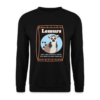 Lemuren Katta Lemure Ringelschwanz Lemur Geschenk - Unisex Pullover - Schwarz - Vorne - Alina (178cm) & Michal (187cm)