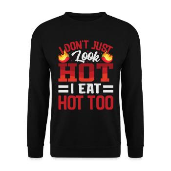 Looks hot – girl with hot chili and - Unisex Sweatshirt - black - Front - Alina (178cm) & Michal (187cm)