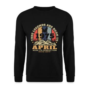 April 1975 Vintage Geburtstagsgeschenk - Unisex Pullover - Schwarz - Vorne - Alina (178cm) & Michal (187cm)