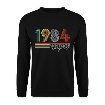 Vinatge 1984 Geburtstagsgeschenk - Unisex Pullover - Schwarz - Vorne - Alina (178cm) & Michal (187cm)