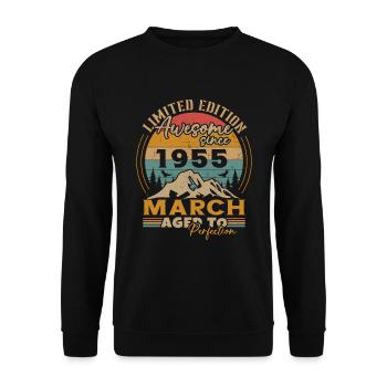 Original March 1955 Vintage Birthday Gift - Unisex Sweatshirt - black - Front - Alina (178cm) & Michal (187cm)