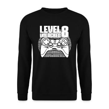Gaming 8. Geburtstag 8 Jahre Gamer - Unisex Pullover - Schwarz - Vorne - Alina (178cm) & Michal (187cm)