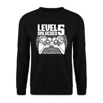 Gaming 5th Birthday 5 Years Gamer - Unisex Sweatshirt - black - Front - Alina (178cm) & Michal (187cm)