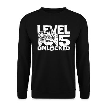 Gaming 5th Birthday 5 Years Gamer - Unisex Sweatshirt - black - Front - Alina (178cm) & Michal (187cm)