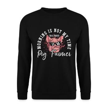 Le matin de l’éleveur de porcs n’est pas mon heure, je suis un amoureux du cochon - Sweat-shirt Unisexe - noir - Devant - Alina (178cm) & Michal (187cm)
