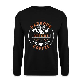 Parkour Lover Before Coffee Running Coffee Lover - Unisex Sweatshirt - black - Front - Alina (178cm) & Michal (187cm)