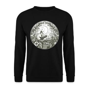 Illustration de lecture de livre sauvage de souris - Sweat-shirt Unisexe - noir - Devant - Alina (178cm) & Michal (187cm)