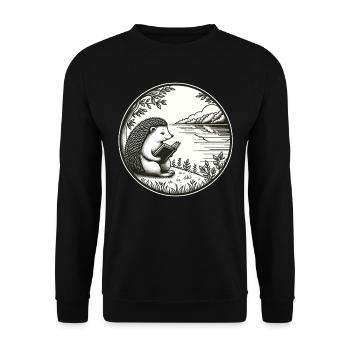 Hérisson nature sauvage livre lecture paysage marin - Sweat-shirt Unisexe - noir - Devant - Alina (178cm) & Michal (187cm)