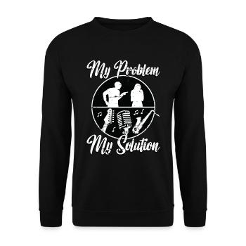 Amateur de musique jazz Mon problème Mon pictogramme Maman Papa - Sweat-shirt Unisexe - noir - Devant - Alina (178cm) & Michal (187cm)