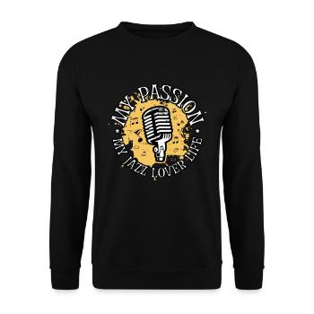 Amateur de musique jazz Ma passion Mon musicien de musique jazz - Sweat-shirt Unisexe - noir - Devant - Alina (178cm) & Michal (187cm)