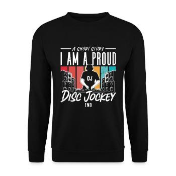 Disc Jockey Une histoire courte Je suis fier mélomane - Sweat-shirt Unisexe - noir - Devant - Alina (178cm) & Michal (187cm)
