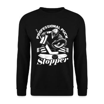 Ice Hockey Goalkeeper Goalkeeper Puck Hockey Puck - Unisex Sweatshirt - black - Front - Alina (178cm) & Michal (187cm)