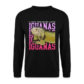 Iguana Lizard Reptile Iguanas Gift - Unisex Sweatshirt - black - Front - Alina (178cm) & Michal (187cm)