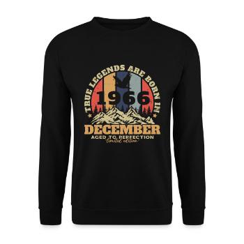 Décembre 1966 Vintage Anniversaire Rétro Cadeau - Sweat-shirt Unisexe - noir - Devant - Alina (178cm) & Michal (187cm)