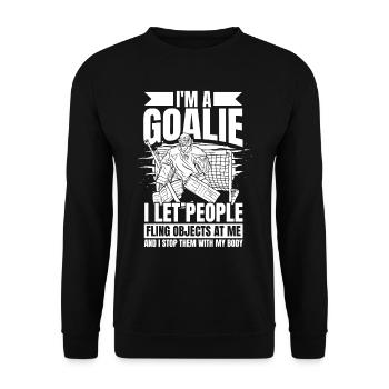 Ice Hockey Goalie Goalkeeper Puck Nothing Scares Me - Unisex Sweatshirt - black - Front - Alina (178cm) & Michal (187cm)