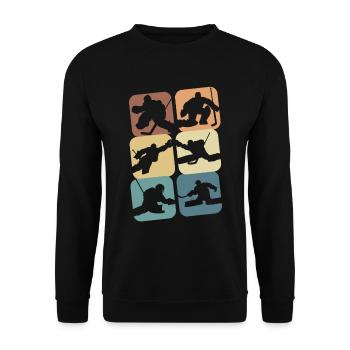 Eishockey Torwart Torwart Rettet - Unisex Pullover - Schwarz - Vorne - Alina (178cm) & Michal (187cm)