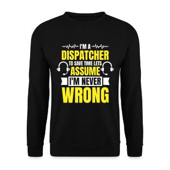 Notruf Leitstelle Einsatzzentrale - Unisex Pullover - Schwarz - Vorne - Alina (178cm) & Michal (187cm)